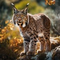 Elusive Iberian lynx forest animal. Generate Ai