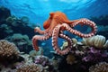 Elusive Octopus underwater reef. Generate Ai