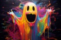 Elusive Smiling colorful ghost. Generate AI