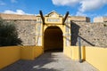 Elvas gate city yellow antique entrance in Alentejo, Portugal Royalty Free Stock Photo