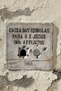 Donation box on the wall of Dominicas church in Elvas