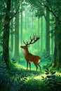 Deer standing in the forest,Generative AI Royalty Free Stock Photo