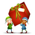 Elves Carrying Christmas Gift