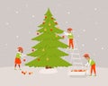 Elves decorate the tree