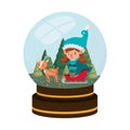 Elves woman with sleigh and reindeer crystal ball avatar chatacter