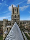 Ely Cathedral view with blue sky England, December 2019 Royalty Free Stock Photo