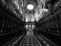 Ely Cathedral interior in black and white Royalty Free Stock Photo