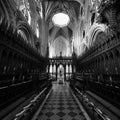 Ely Cathedral interior in black and white Royalty Free Stock Photo