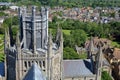 ELY, UK - MAY 26, 2017: The Cathedral - Close-up on the Octagon and Lantern Towers