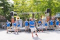 Musicians performing musical instruments for tourists Royalty Free Stock Photo