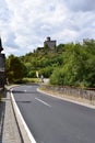 Roes, Germany - 08 16 2022: Burg Pyrmont and the bridge below