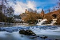 Elzbach stream with waterfall on old mill. next castle to pyrmont (Rhineland-Palatinate, Germanycastle