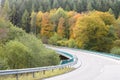 road curve on a bridge in autumn forest Royalty Free Stock Photo