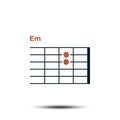 Em, Basic Guitar Chord Chart Icon Vector Template
