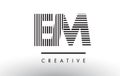 EM E M Black and White Lines Letter Logo Design.