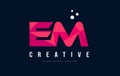 EM E M Letter Logo with Purple Low Poly Pink Triangles Concept