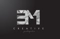 EM E M Letter Logo with Zebra Lines Texture Design Vector.