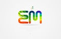 em e m rainbow colored alphabet letter logo combination