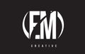 EM E M White Letter Logo Design with Black Background.