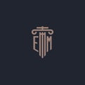 EM initial logo monogram with pillar style design for law firm and justice company