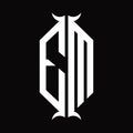 EM Logo monogram with horn shape design template