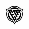 EM logo with triangle shape and circle with outline rounded design template Royalty Free Stock Photo