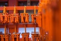 Ema prayer tables with unique Torii gates boards at Fushimi Inari Royalty Free Stock Photo