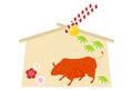 Ema: Vector illustration of cow ema with space to write a wish