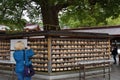 Wooden plaques with wishes at Meiji Shrine in Tokyo