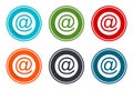 Email address icon flat vector illustration design round buttons collection 6 concept colorful frame simple circle set Royalty Free Stock Photo