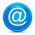 Email address icon glass shiny blue round button isolated design vector illustration Royalty Free Stock Photo