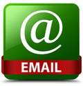 Email (address icon) green square button red ribbon in middle Royalty Free Stock Photo