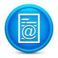 Email address page icon glass shiny blue round button isolated design vector illustration Royalty Free Stock Photo