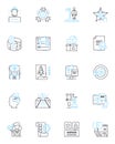 Email ads linear icons set. Promotions, Offers, Discounts, Campaigns, Newsletters, Deals, Sales line vector and concept