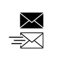 Email, amail or letter icon in black on an isolated white background. EPS 10 vector Royalty Free Stock Photo