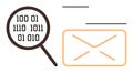 Email Analysis Concept with Magnifying Glass Over Binary Code and Mail Envelope Royalty Free Stock Photo