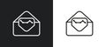 email analytics outline icon in white and black colors. email analytics flat vector icon from business and analytics collection Royalty Free Stock Photo