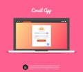 Email app concept. mailing web page on laptop screen with gradient color. electronic message idea as part of marketing business. Royalty Free Stock Photo