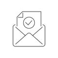 Email approve line icon on white background