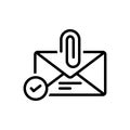 Black line icon for Email Attachment, attach and clip