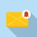 Email bell icon flat vector. Subscribe message