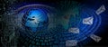 Email binary code world computer circuit industrial business  technology banner background. background integration. Royalty Free Stock Photo