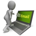 Email Character On Laptop Shows Contact Mailing Or Correspondence