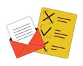 Email and checklist flat line color isolated vector objects Royalty Free Stock Photo