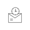 Email, clock, sms, send icon. Simple line, outline vector of information transfer icons for ui and ux, website or mobile Royalty Free Stock Photo