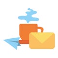 Email coffee cup social network communication and technologies Royalty Free Stock Photo