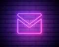 Email colour glowing neon ui ux icon. Glowing sign logo vector . Isolated on brick wall background Royalty Free Stock Photo