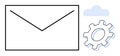 Email Communication and Automation Concept with Envelope, Gear, and Cloud Element Royalty Free Stock Photo