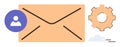Email Communication and Automation Concept with Envelope, Profile Icon, and Gear Royalty Free Stock Photo