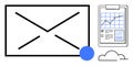 Email Communication and Business Analytics Concept with Graph and Cloud Elements Royalty Free Stock Photo